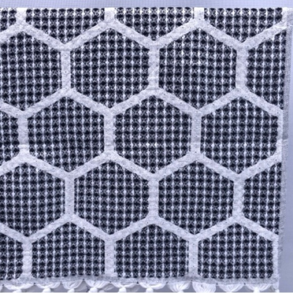 Modern Hand Towel Waffle Weave Black White Honeycomb Kitch Minimalist Max NEW - Picture 4 of 7